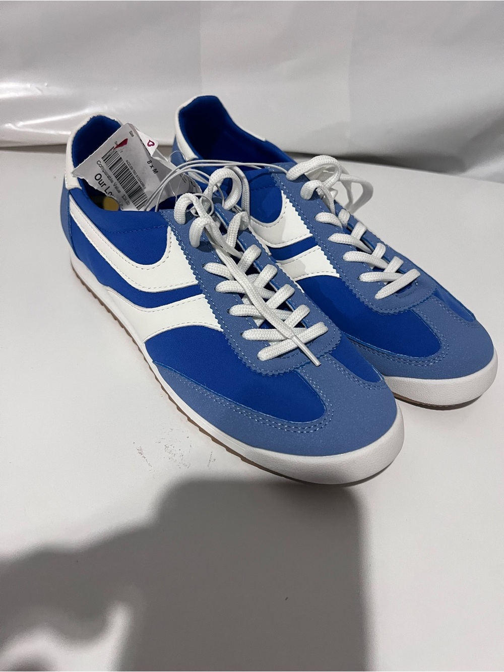 Madden Girl Retro Colorblock Lace Up Sneakers Blue White Size 8 Shoes NWT